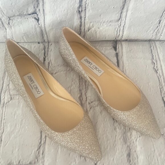Jimmy Choo | Romy Flat in Platinum Ice / Dusty Glitter - Picture 4 of 15